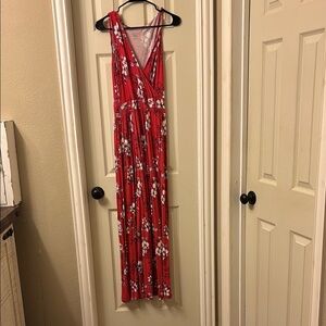Red Floral Maxi Dress